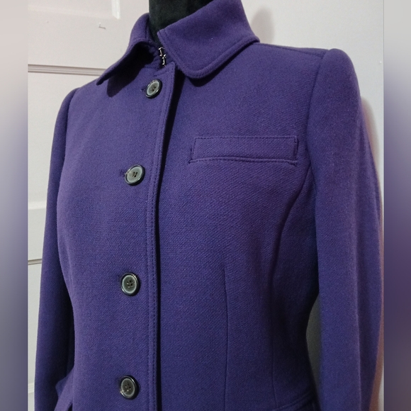 J.CREW Double Cloth Italian Lady Day Wool Blend Deep Purple Pea Coat Size 8 - Picture 6 of 16